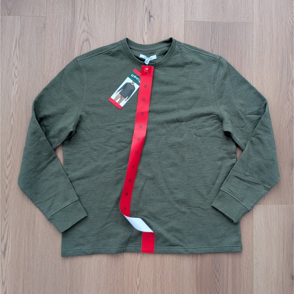 New Orvis Men's Long Sleeve Crew Shirt Sweatshirt Midweight Green Medium